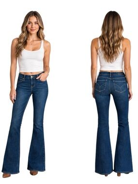 Calvin Klein Dark Wash Flare Jeans Size 27 W27 L32 Stretch 10" Leg Opening